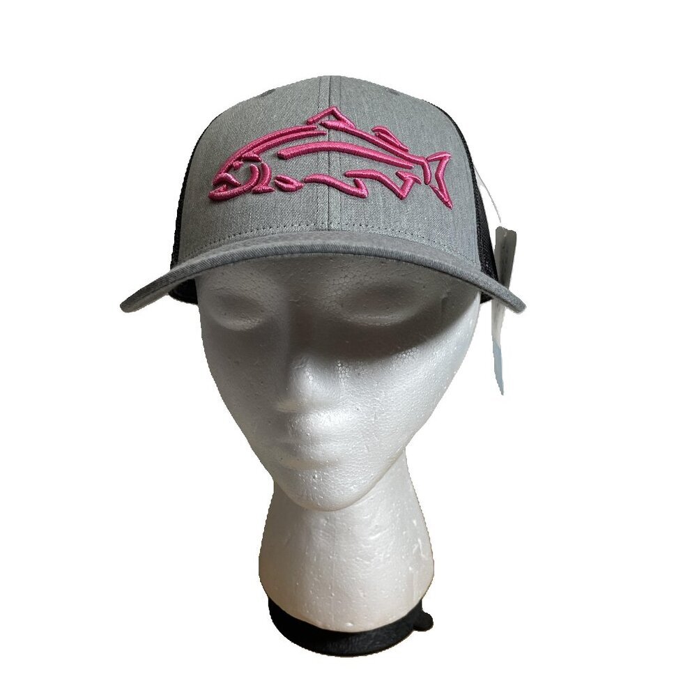 Rivertec M/L Black Gray Pink Meshback Snapback Hat Steelhead Fish Richardson 115